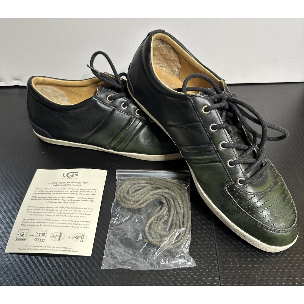 UGG Australia Men Shoes Size 10 Brook-Lin Sneakers Leather Green Two-Tone